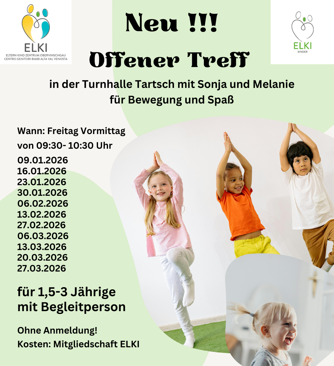 Neu!!! Offener Treff in der Turnhalle Tartsch für 1,5-3 Jährige