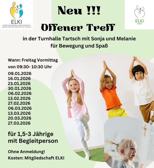 Neu!!! Offener Treff in der Turnhalle Tartsch für 1,5-3 Jährige